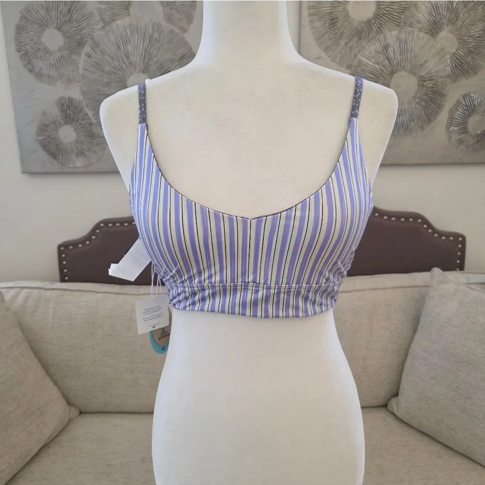 Prana Willow Falls Reversible Bikini Top Sz Sm Army Spots UPF 50+
